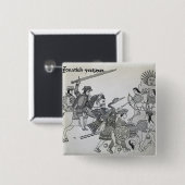 Badge Carré 5 Cm Combat entre l'Espagnol et les Aztèques (Devant & derrière)
