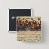 Badge Carré 5 Cm Combat naval entre deux bateaux (Devant & derrière)