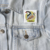 Badge Carré 5 Cm Combo de perdrix de Chukar (En situation)