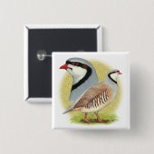 Badge Carré 5 Cm Combo de perdrix de Chukar (Devant & derrière)