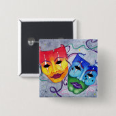 Badge Carré 5 Cm Comédie et tragédie (Devant & derrière)