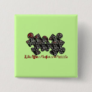 Badge Carré 5 Cm Comme deux pièces d'un puzzle