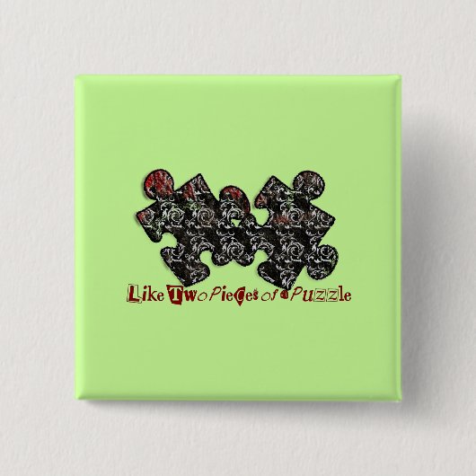 Badge Carré 5 Cm Comme deux pièces d'un puzzle (Devant)