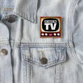 Badge Carré 5 Cm Comme vu à TV - rétro TV (En situation)
