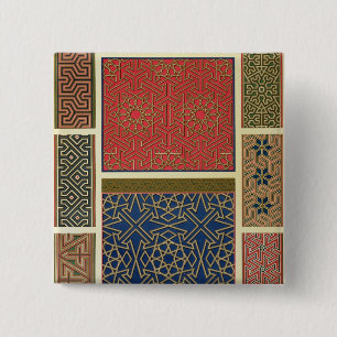 Badge Carré 5 Cm Compartiments et frontières en bois, 'd'art arabe