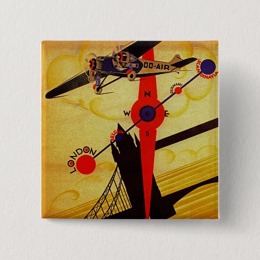 Badge Carré 5 Cm Compas Art déco Sabena (Devant)