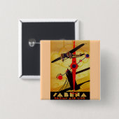 Badge Carré 5 Cm Compas Art déco Sabena (Devant & derrière)