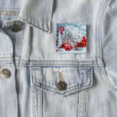 Badge Carré 5 Cm Composition Fleur d'Hiver (En situation)