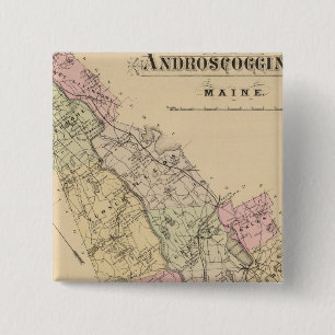 Badge Carré 5 Cm Comté d'Androscoggin, carte du Maine