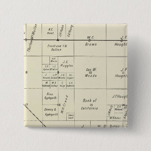 Badge Carré 5 Cm Comté de Fresno, Californie (Devant)