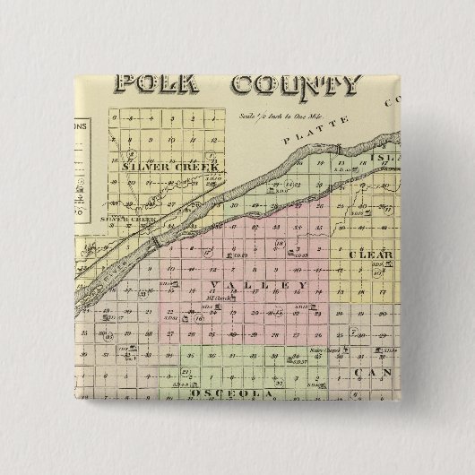 Badge Carré 5 Cm Comté de Polk, Nebraska (Devant)