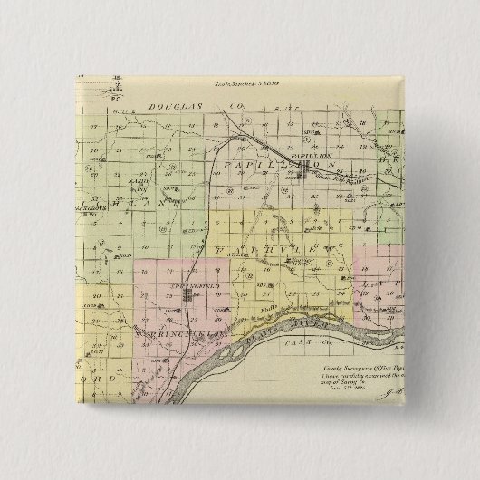 Badge Carré 5 Cm Comté de Sarpy, Nebraska (Devant)