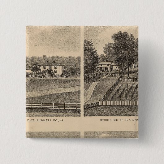 Badge Carré 5 Cm Comté de Waynesboro, Augusta (Devant)