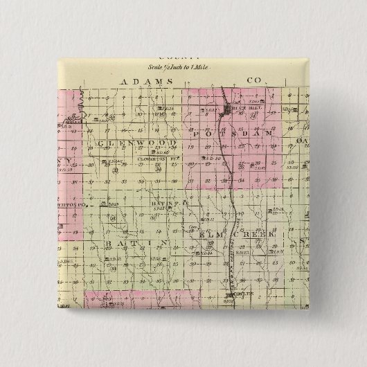 Badge Carré 5 Cm Comté de Webster, Nebraska (Devant)