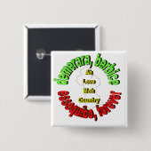 Badge Carré 5 Cm Comtés de bouton de la Guyane (Devant & derrière)