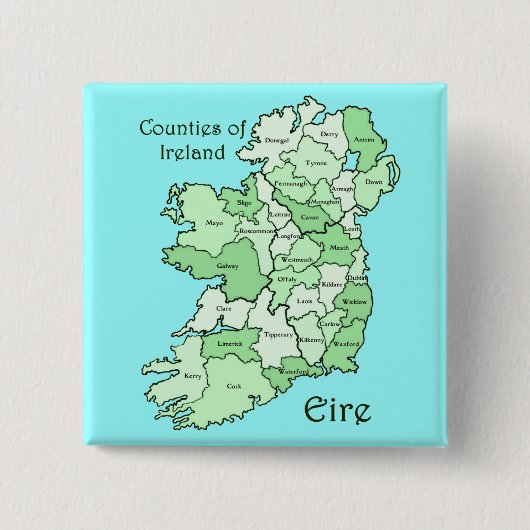 Badge Carré 5 Cm Comtés de carte de l'Irlande (Devant)