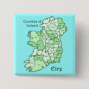 Badge Carré 5 Cm Comtés de carte de l'Irlande