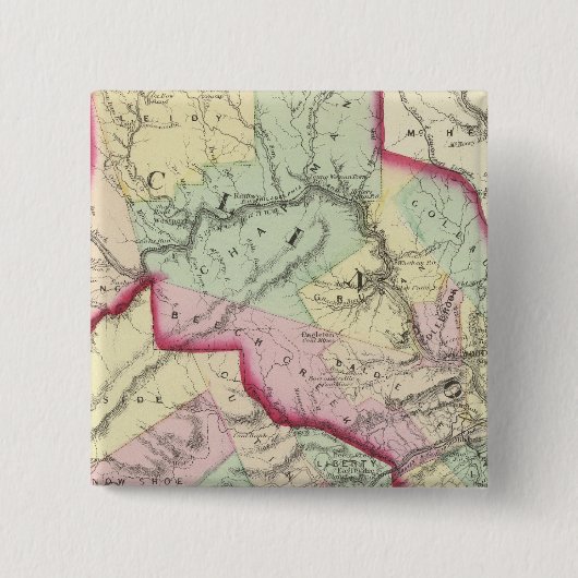 Badge Carré 5 Cm Comtés de Clinton, Centre (Devant)