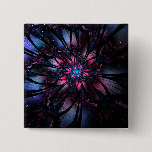 Badge Carré 5 Cm Conception Abstraite des fleurs fractales.