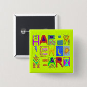 Badge Carré 5 Cm Conception "bonne année " des textes (Devant & derrière)