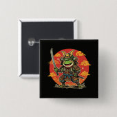 Badge Carré 5 Cm Conception d'animal de guerrier de samouraï de gre (Devant & derrière)