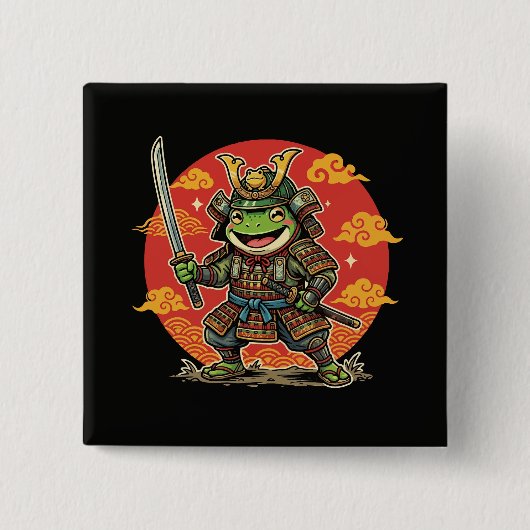 Badge Carré 5 Cm Conception d'animal de guerrier de samouraï de gre (Devant)