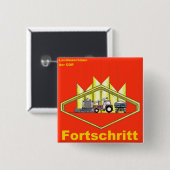 Badge Carré 5 Cm Conception DDR Fortschritt (Devant & derrière)