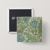 Badge Carré 5 Cm Conception de "anémone" (textile) (Devant & derrière)