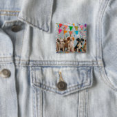Badge Carré 5 Cm Conception de célébration d'anniversaire de chiots (En situation)