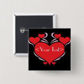 Badge Carré 5 Cm Conception de coeur personnalisable,<Your Text> (Devant & derrière)