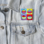 Badge Carré 5 Cm Conception de curling Pop Art Rocks (En situation)