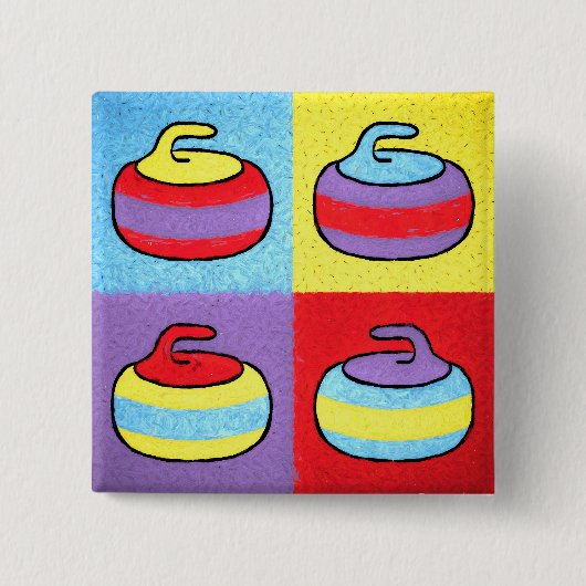 Badge Carré 5 Cm Conception de curling Pop Art Rocks (Devant)