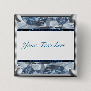 Badge Carré 5 Cm Conception de gemme bleue