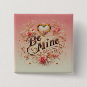 Badge Carré 5 Cm Conception de la Saint-Valentin Sois Mienne avec C