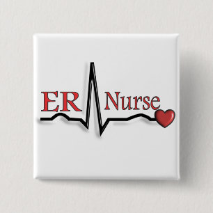 Badge Carré 5 Cm Conception de l'infirmière QRS d'ER