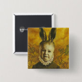 Badge Carré 5 Cm Conception de mutant lapin bébé (Devant & derrière)