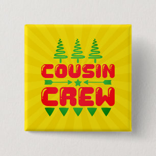 Badge Carré 5 Cm Conception de Noël pour l'équipage de cousins appa