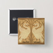 Badge Carré 5 Cm Conception de papier peint de cygne (Devant & derrière)