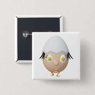 Badge Carré 5 Cm Conception de personnage d'œuf fantaisiste RG & RA