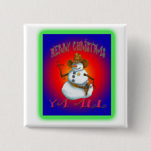 Badge Carré 5 Cm Conception de Snowman coloré western Howdy