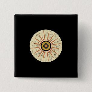 Badge Carré 5 Cm Conception de soleil levant rétro bohème