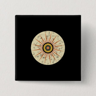 Badge Carré 5 Cm Conception de soleil levant rétro bohème