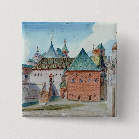 Badge Carré 5 Cm Conception d'étape pour l'opéra de Mussorgsky (Devant)