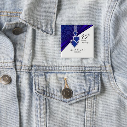 Badge Carré 5 Cm Conception du 45e anniversaire du Mariage (En situation)