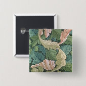 Badge Carré 5 Cm "Conception du papier peint des acanthes, 1875 (Devant & derrière)