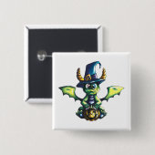 Badge Carré 5 Cm Conception magique du dragon d'Halloween (Devant & derrière)