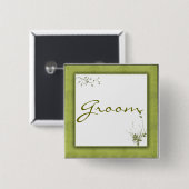 Badge Carré 5 Cm Conception verte simple de mariage (Devant & derrière)