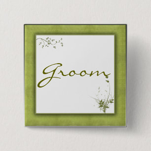 Badge Carré 5 Cm Conception verte simple de mariage