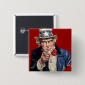 Badge Carré 5 Cm Conceptions patriotiques de VOTE d'Oncle Sam (Devant & derrière)