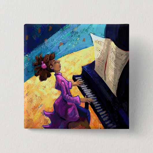 Badge Carré 5 Cm Concert de piano (Devant)